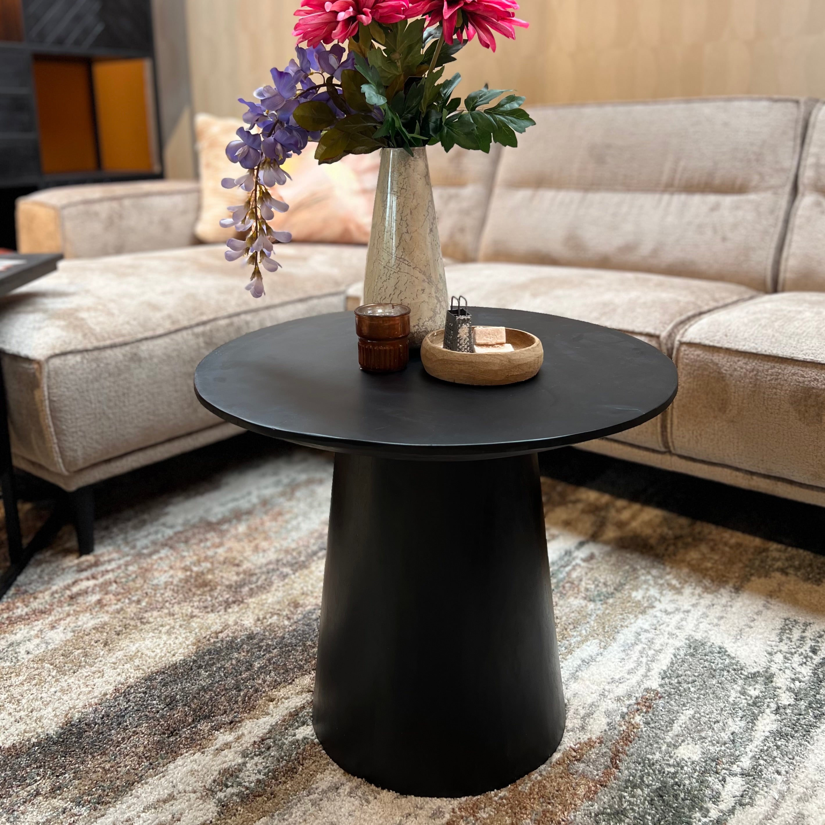 Ronde Salontafel Zwart 60 cm