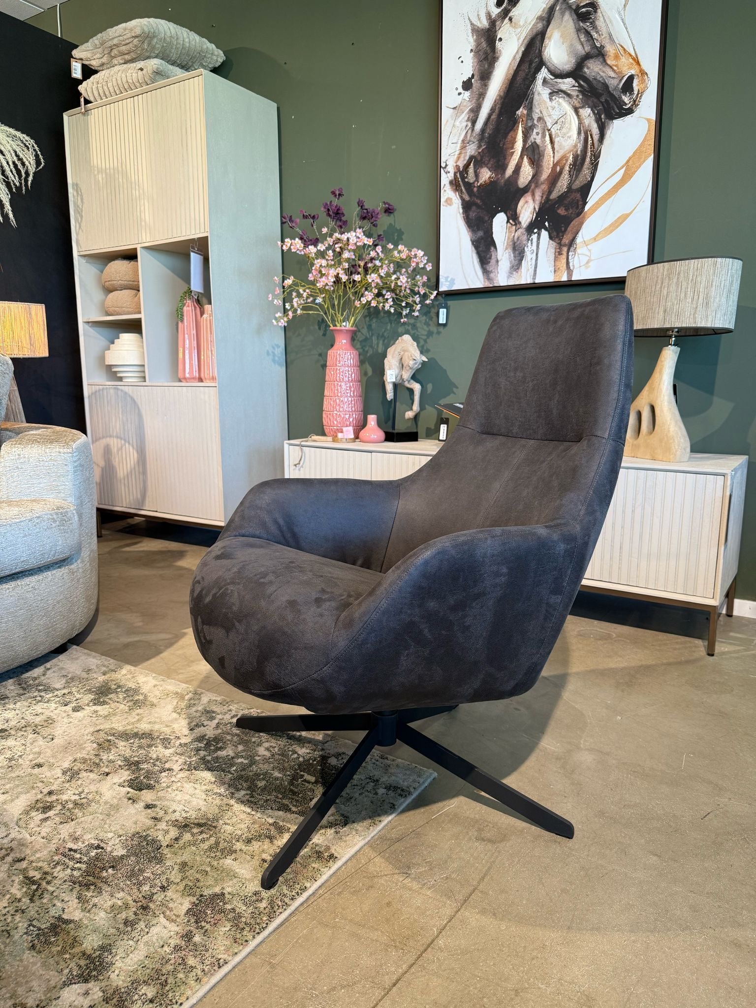 Fauteuil Hampton - Microleder Antraciet 67