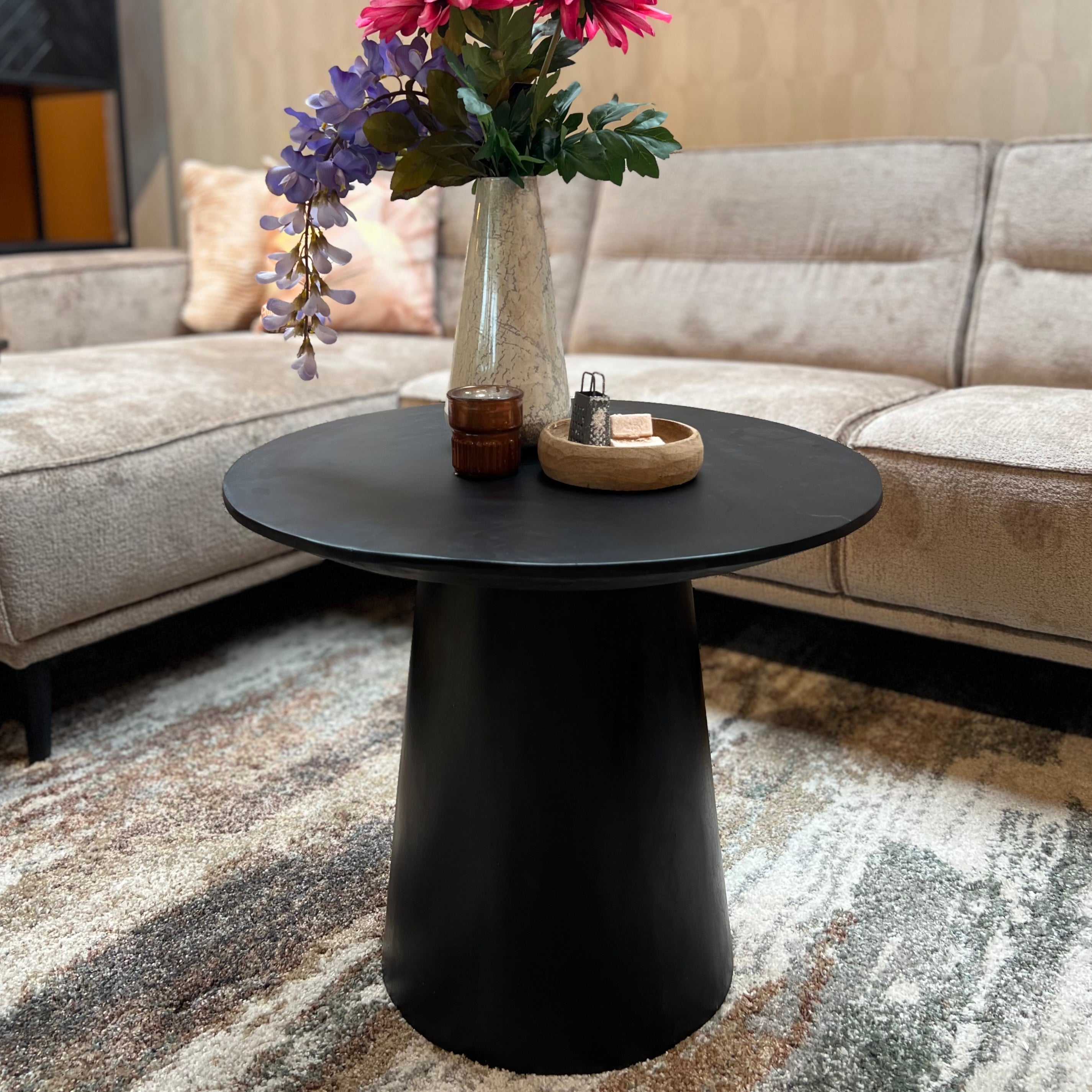 Ronde Salontafel Zwart 60 cm