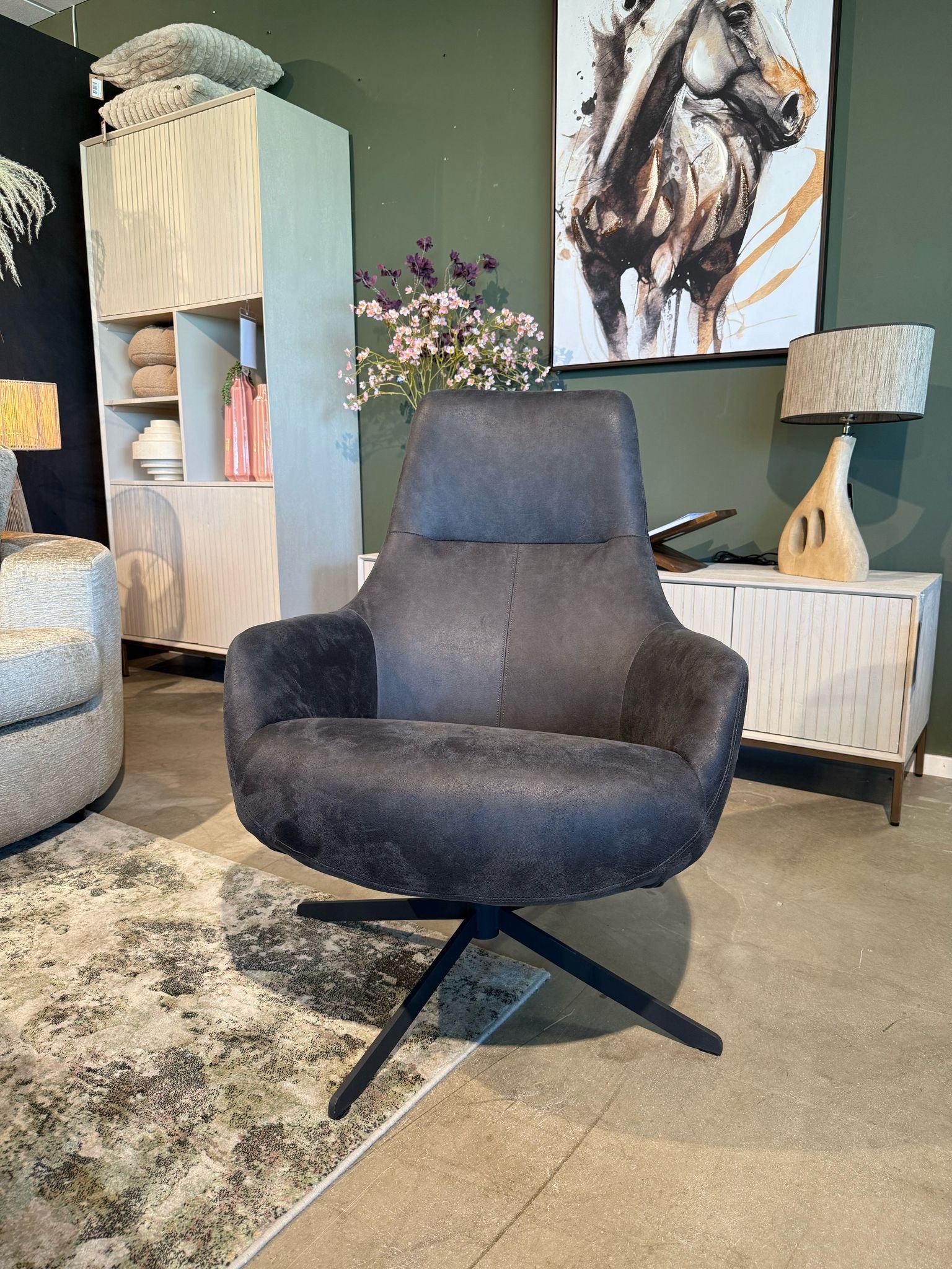 Fauteuil Hampton - Microleder Antraciet 67