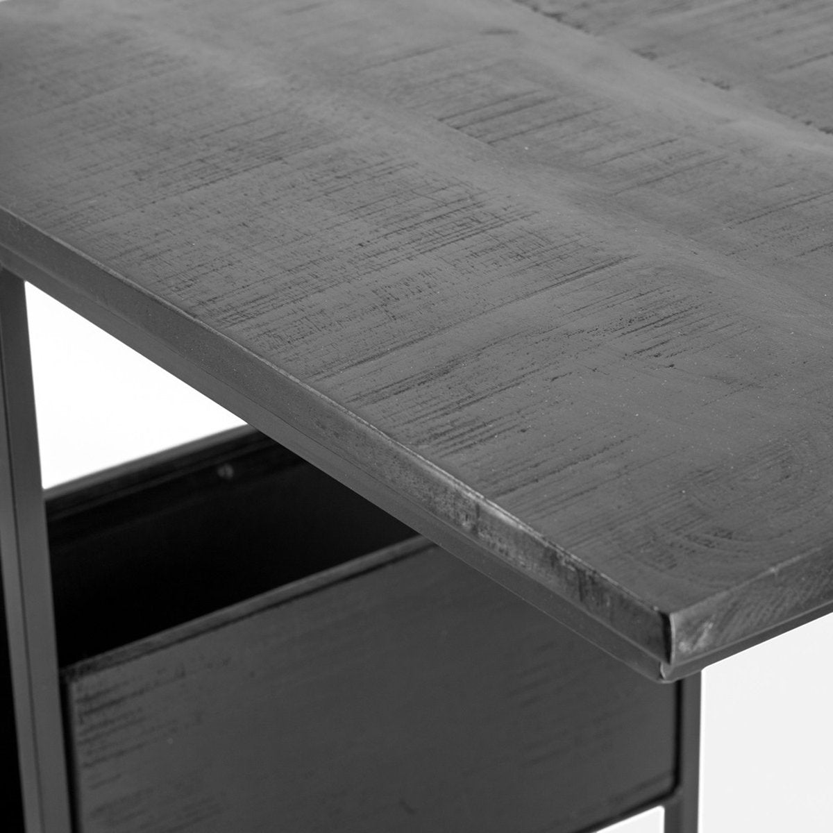 Laptoptafel met krantenbak - Zwart - Mangohout - Afgeprijsd