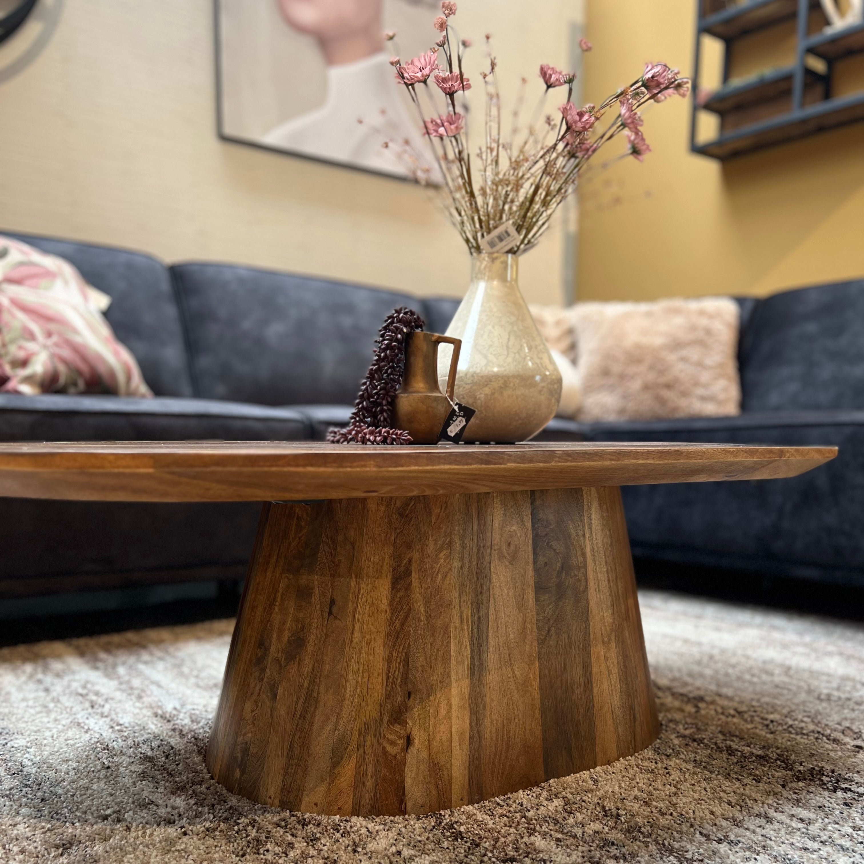 Salontafel Ovaal Mangohout Walnoot 120 cm