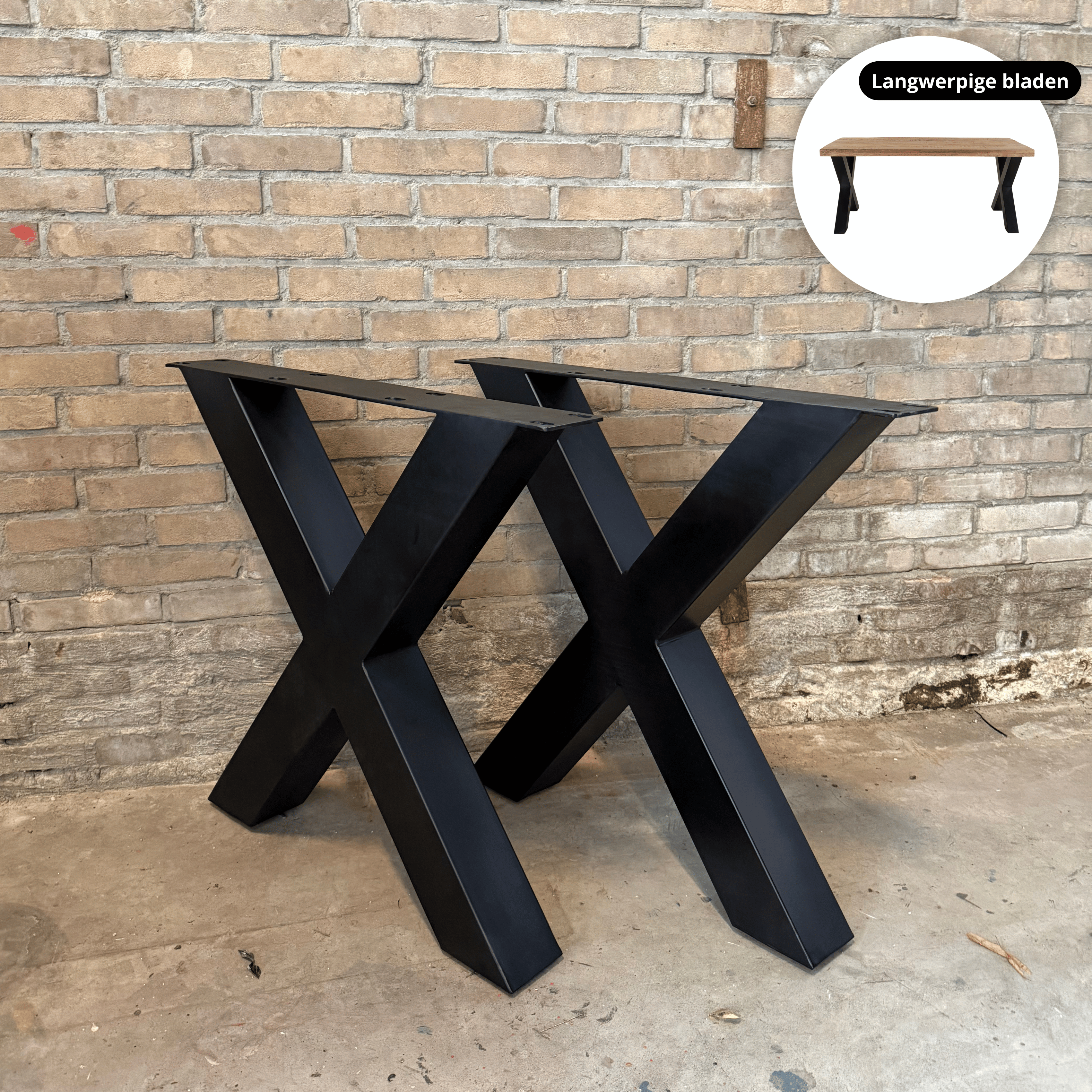 X Poten tafel – Stalen Onderstel Los