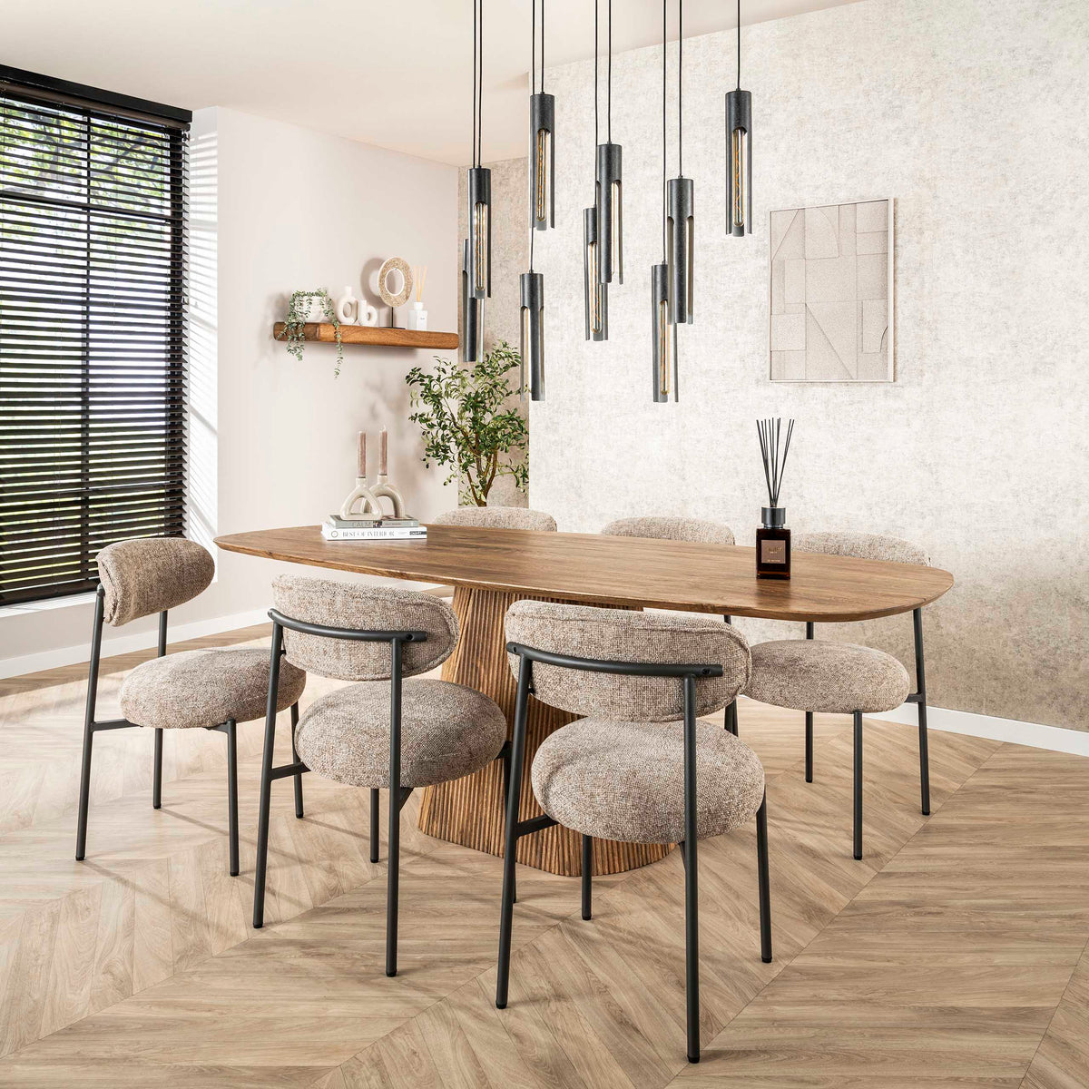 Eettafel Wave Centro deens ovaal 215cm / Massief mango zand