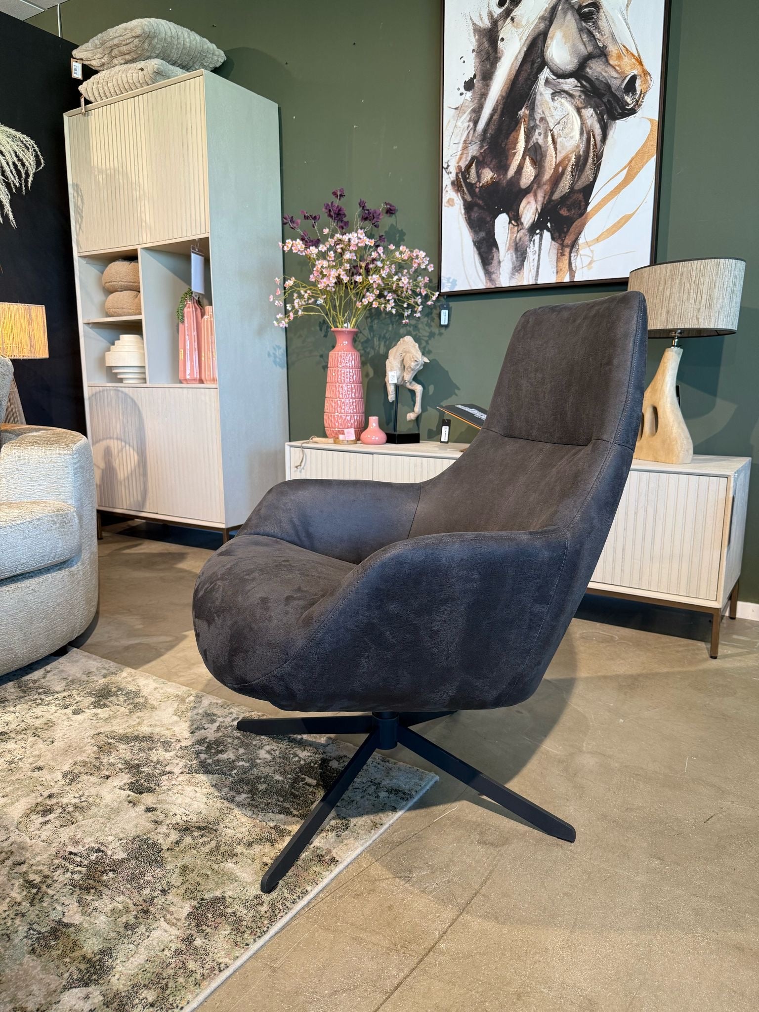 Fauteuil Hampton - Microleder Antraciet 67