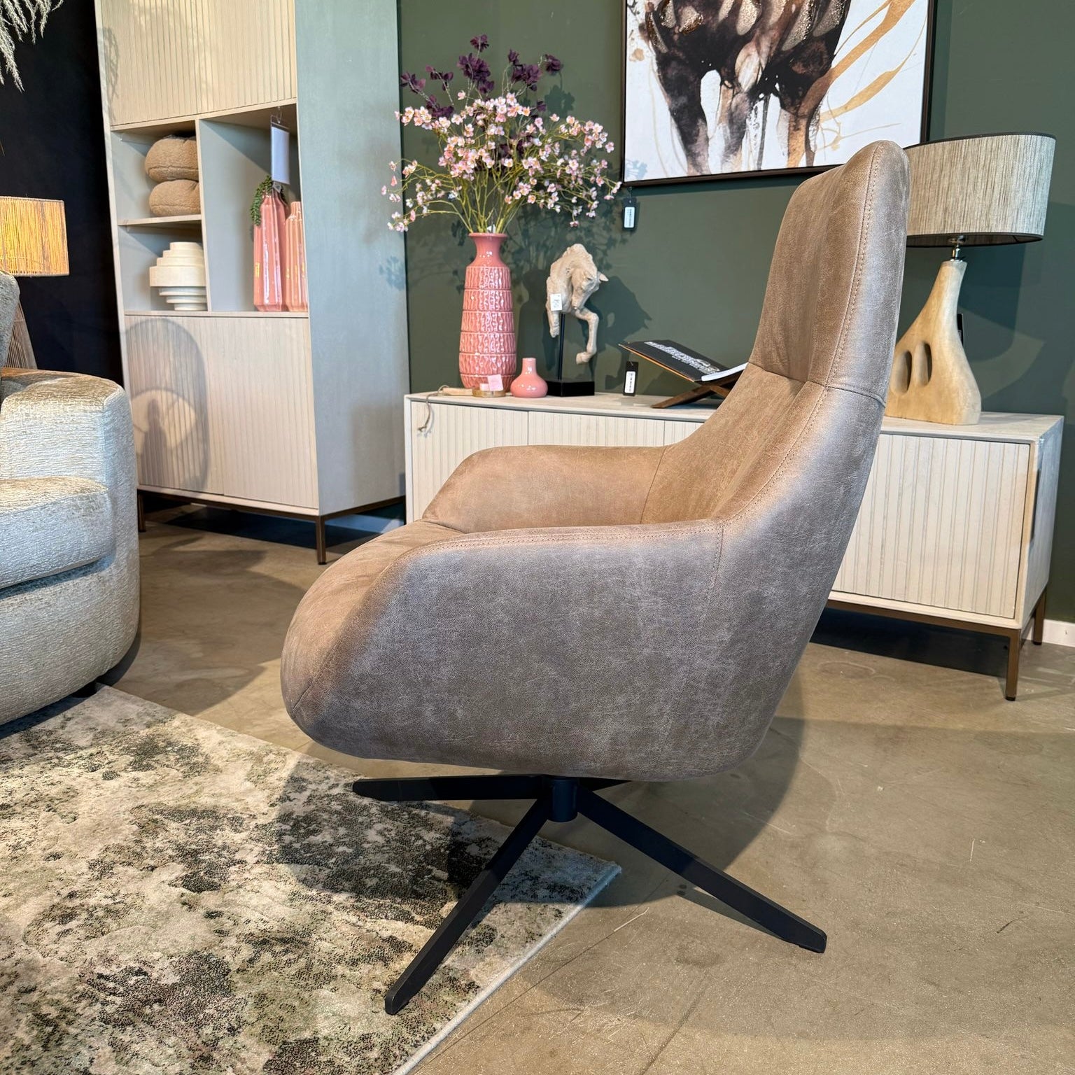 Fauteuil Hampton - Microleder Antraciet 67