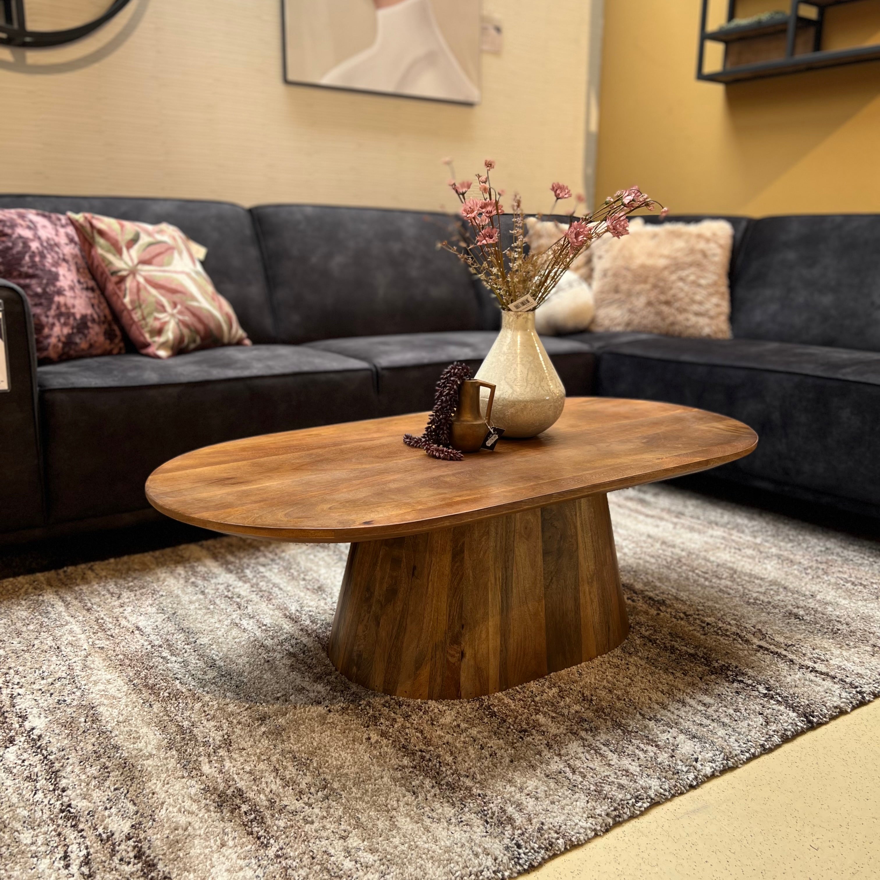 Salontafel Ovaal Mangohout Walnoot 120 cm