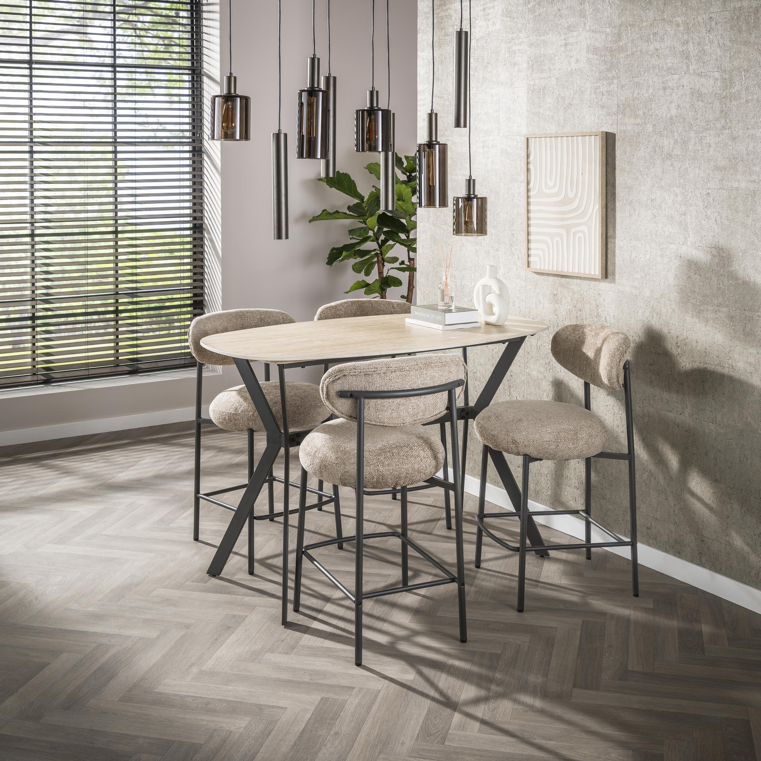Bartafel Romano deens ovaal 140cm / Keramiek travertin