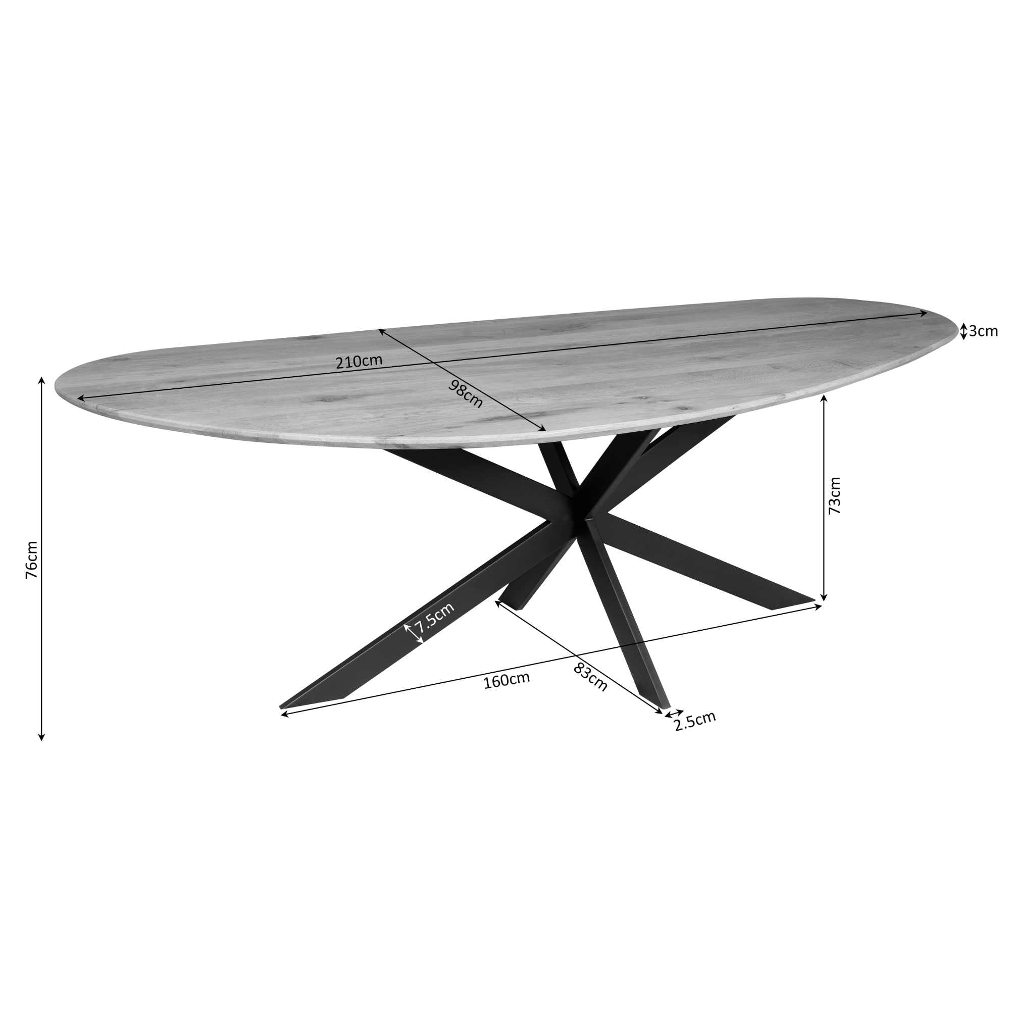 Eettafel Cloud | 210 cm | Eiken | Brown