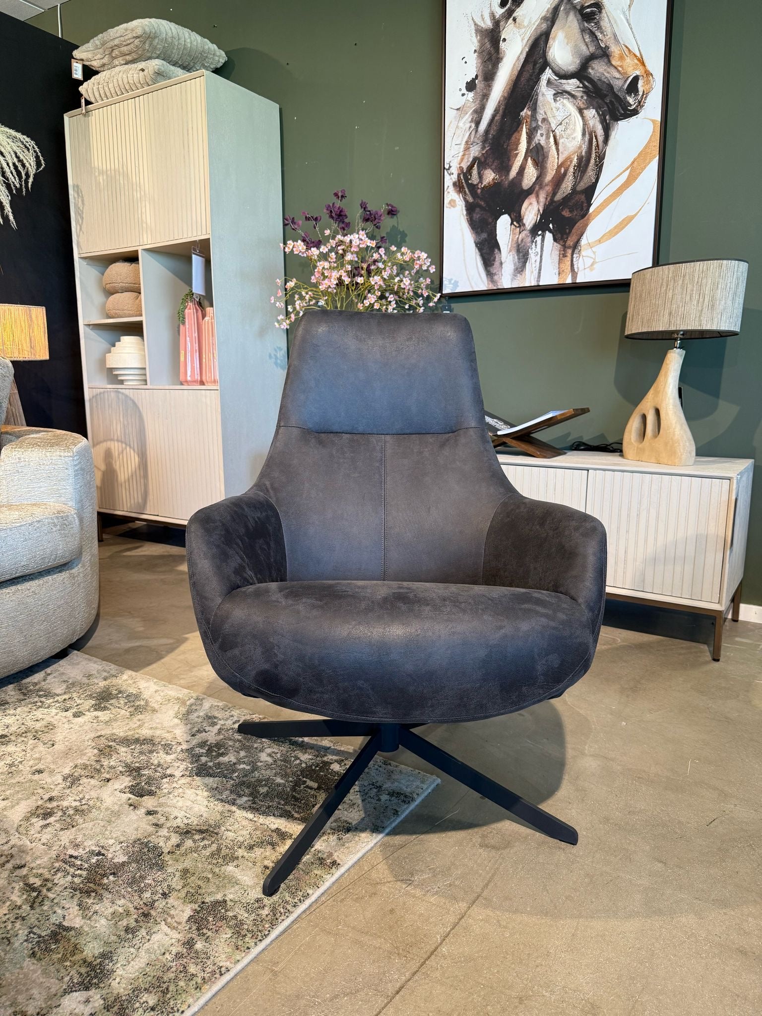 Fauteuil Hampton - Microleder Antraciet 67