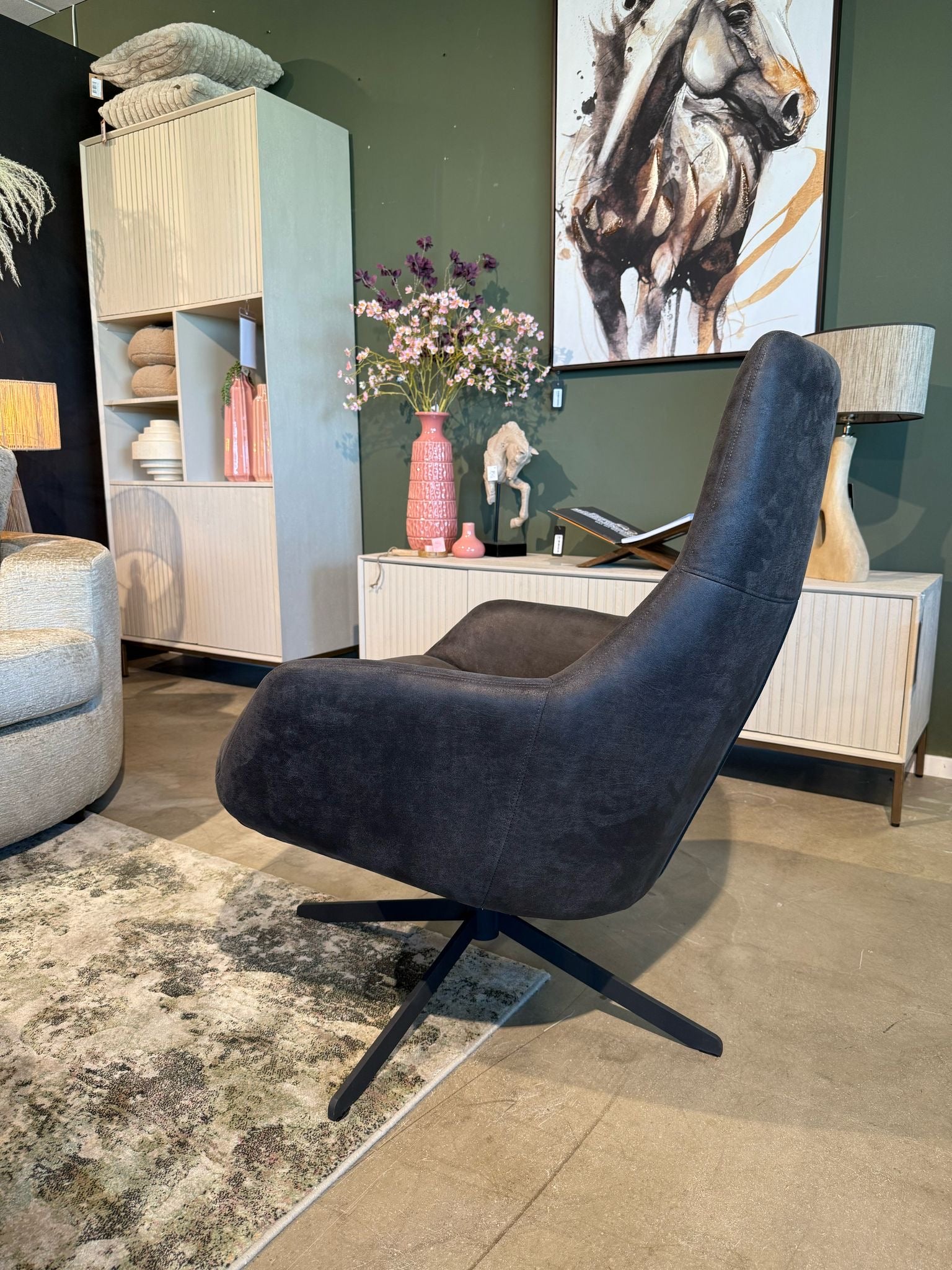 Fauteuil Hampton - Microleder Antraciet 67