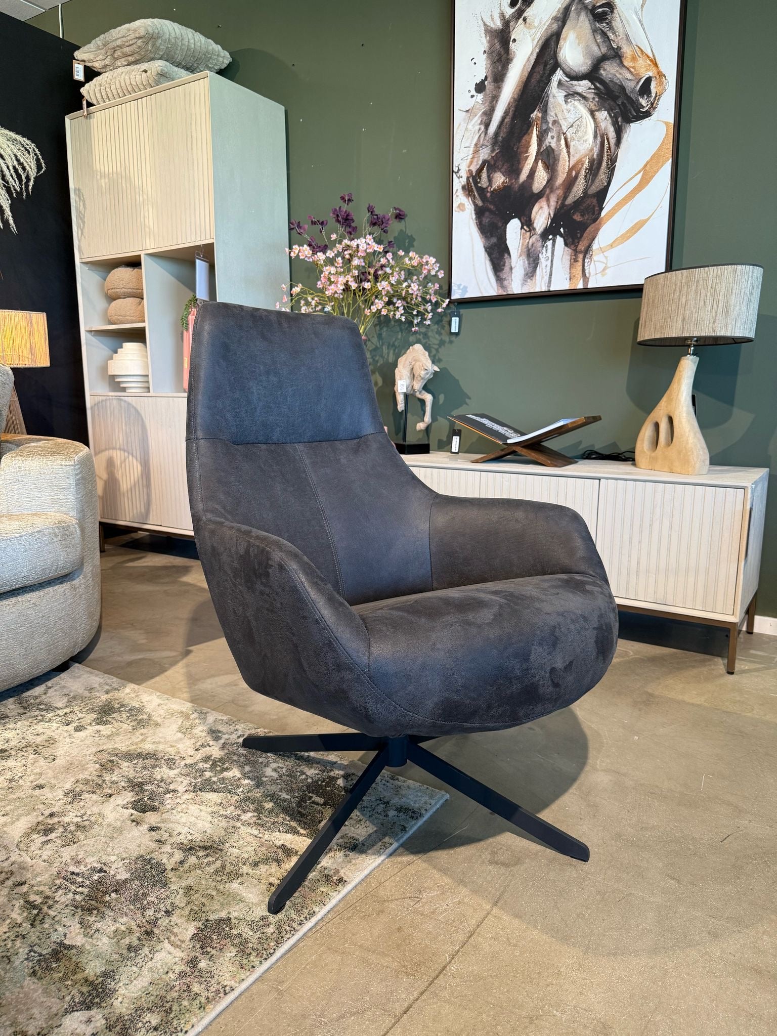 Fauteuil Hampton - Microleder Antraciet 67