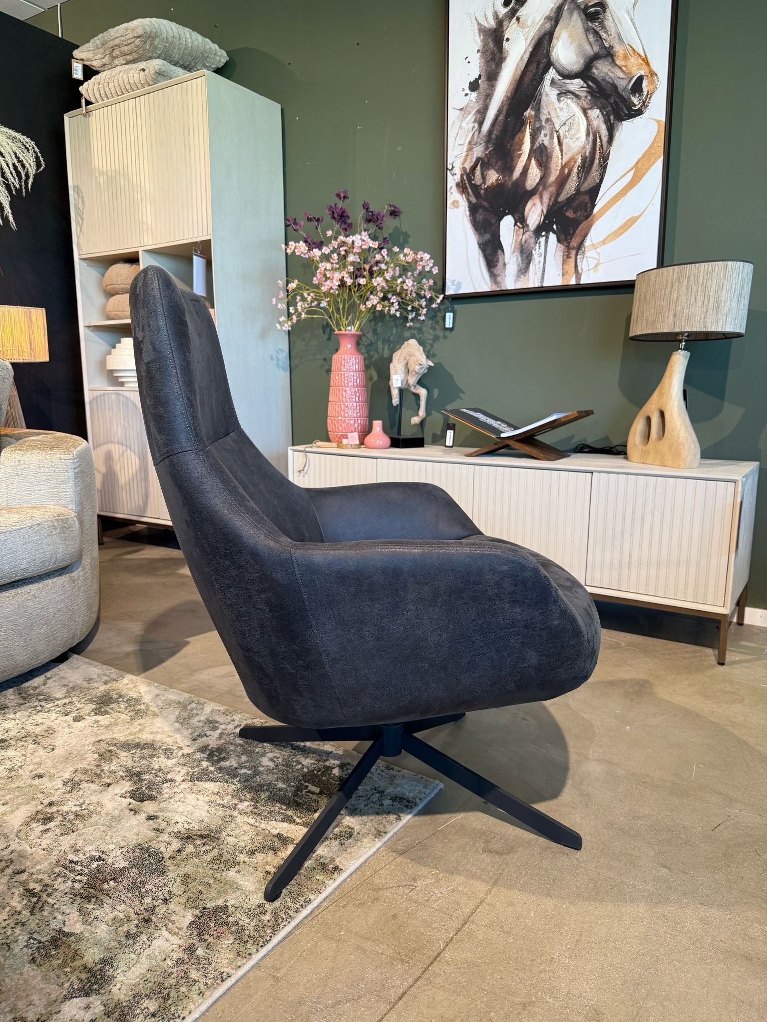 Fauteuil Hampton - Microleder Antraciet 67