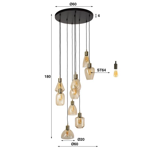 Hanglamp 9L leaf getrapt