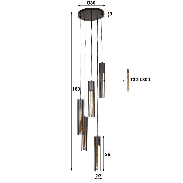 Hanglamp 5L getrapt tube