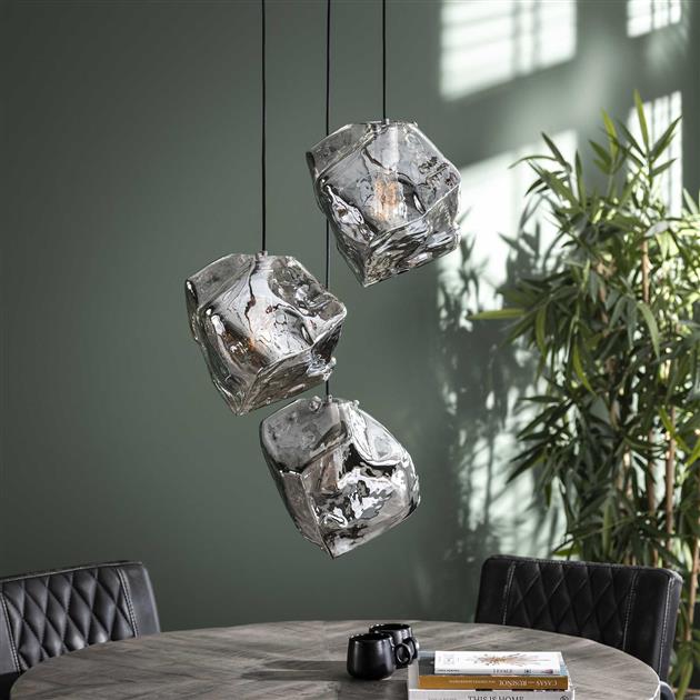 Hanglamp 3L rock chromed getrapt
