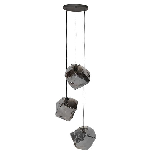 Hanglamp 3L rock chromed getrapt