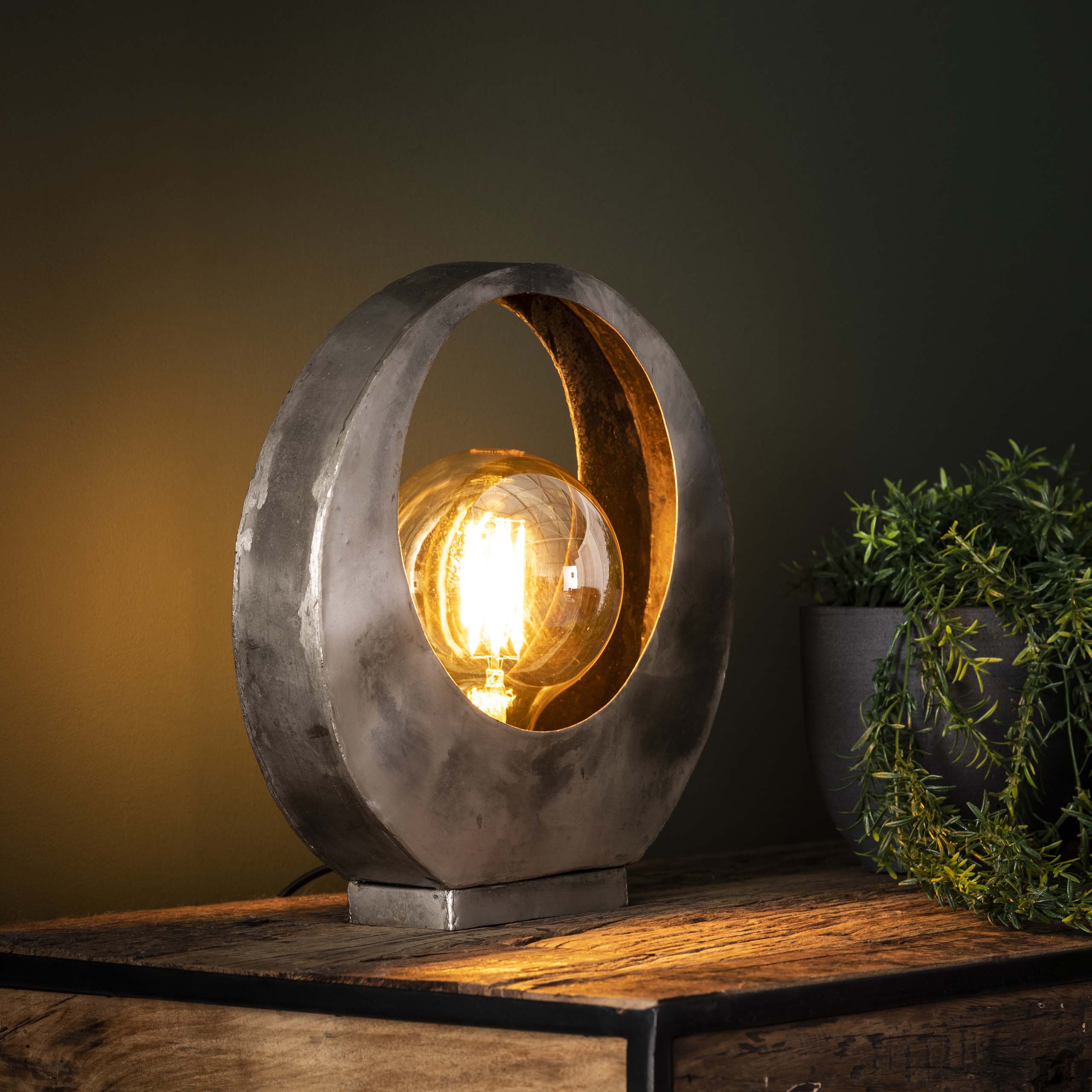 Tafellamp Full Moon 1-lichts / Oud zilver