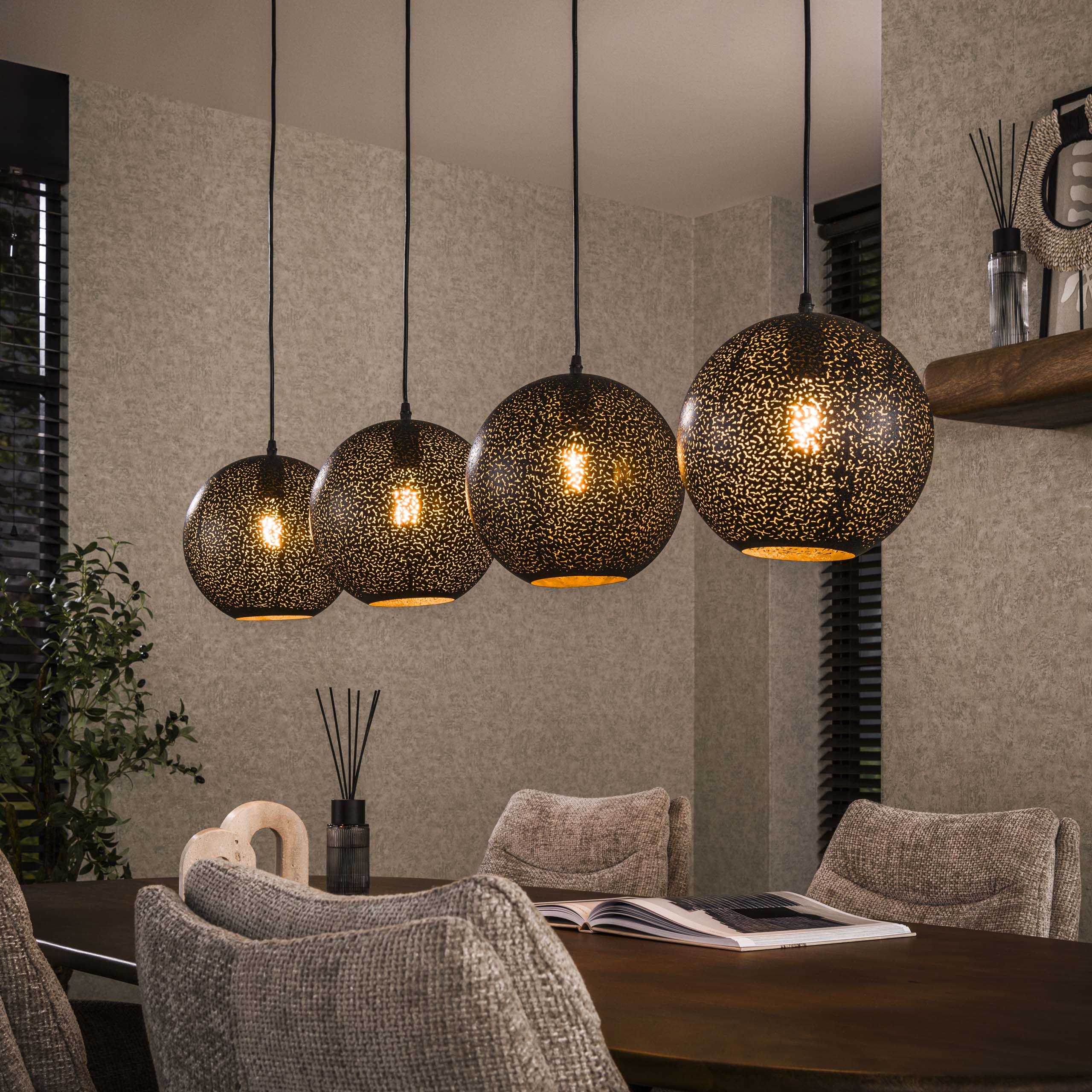 Hanglamp Zip 4-lichts / Artic zwart