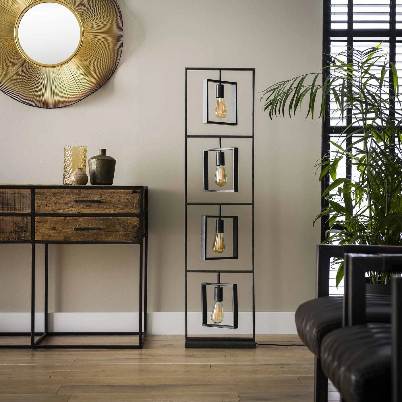 Vloerlamp Turn Square 4-Lichtbronnen Charcoal