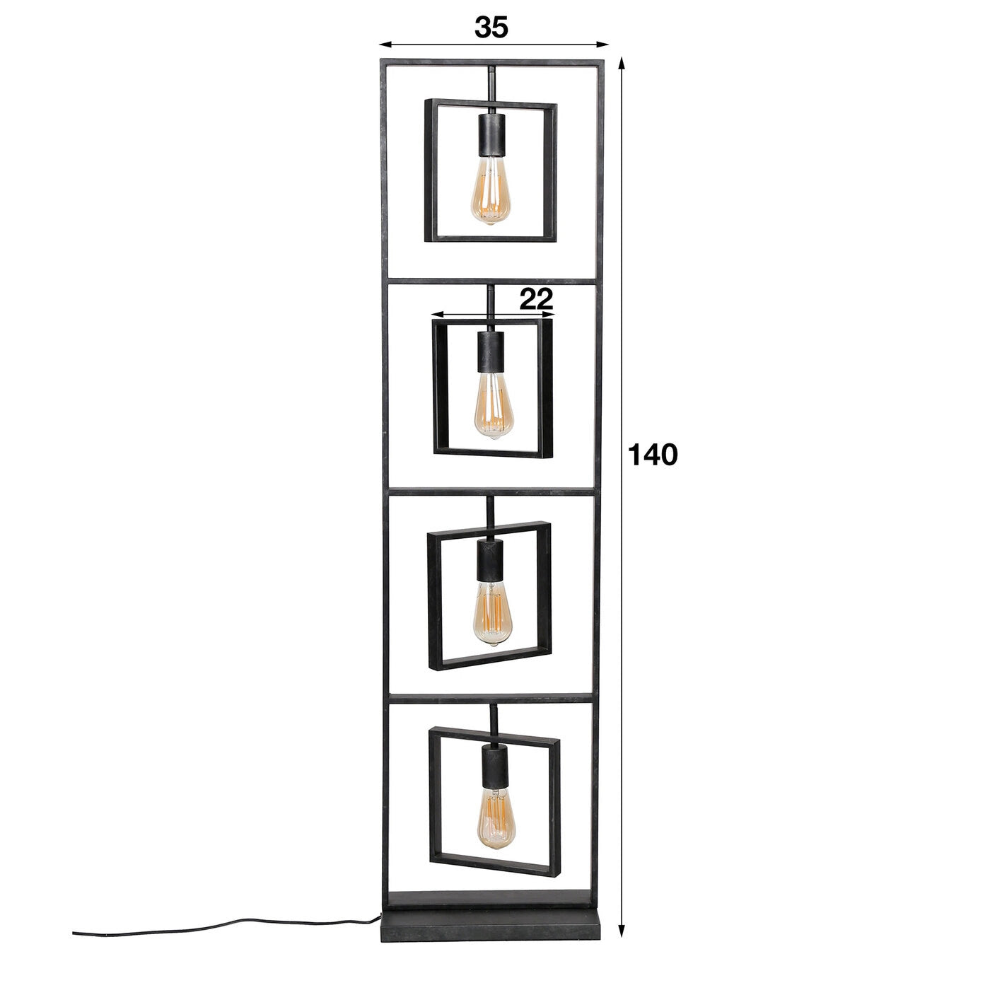 Vloerlamp Turn Square 4-Lichtbronnen Charcoal