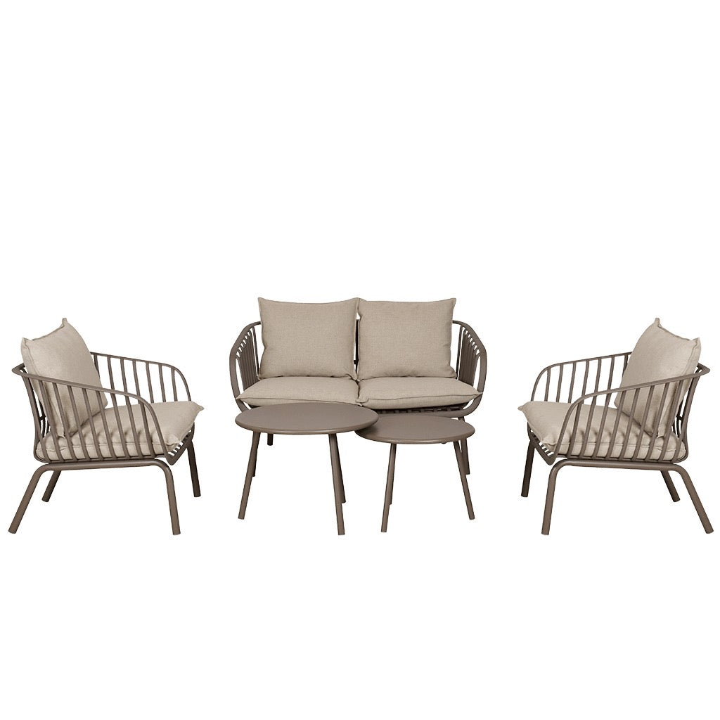 Tuinset Luka Taupe / Grijs – Complete Loungeset met Kussens – Modern & Onderhoudsvrij