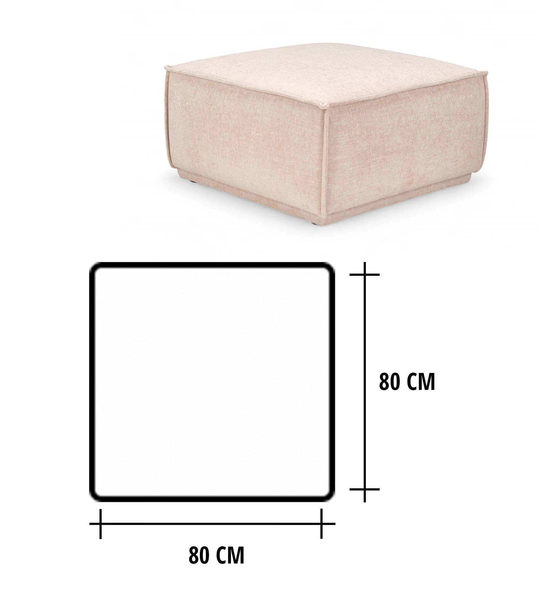 Hocker Alba 80x80 Stof Mito Natural