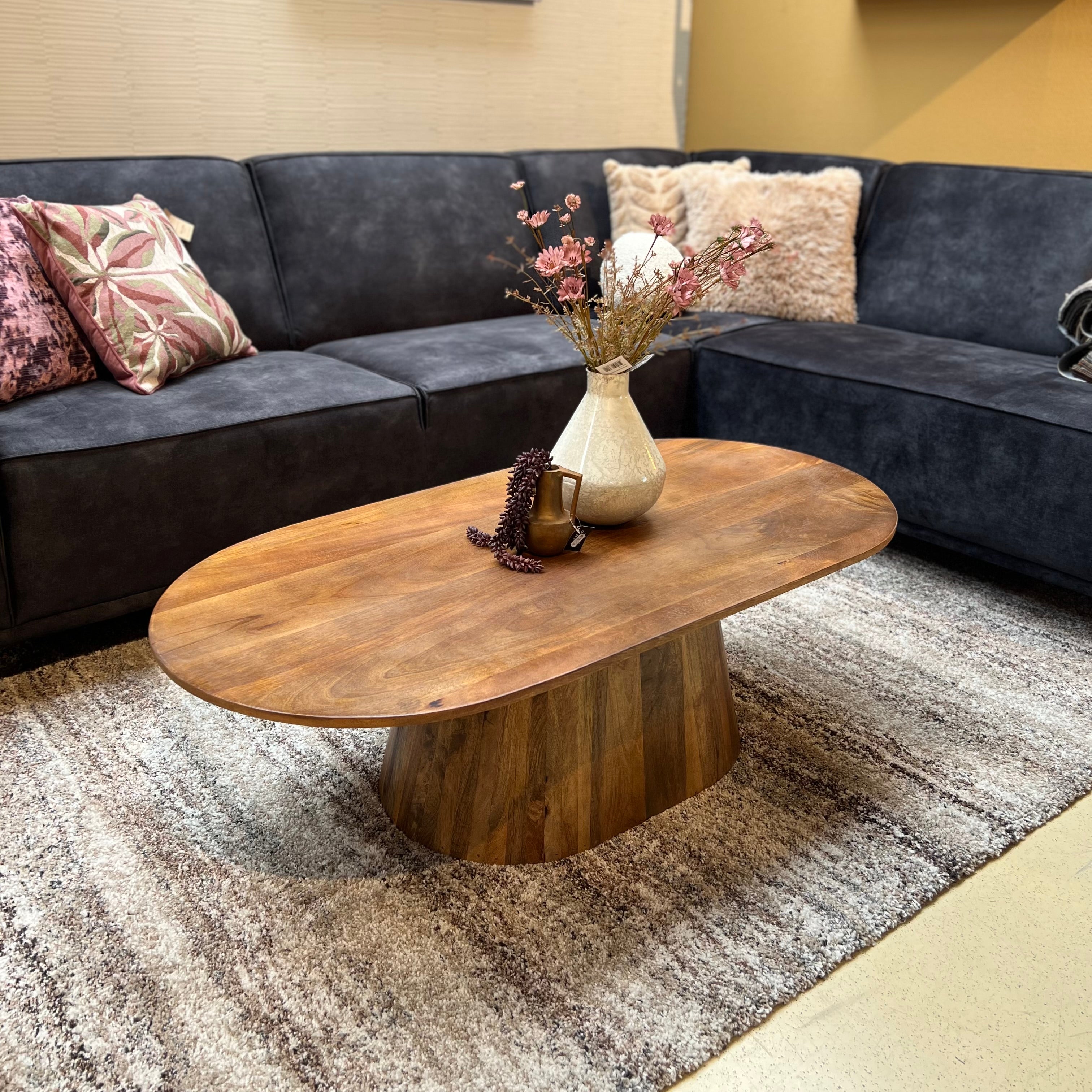 Salontafel Ovaal Mangohout Walnoot 120 cm