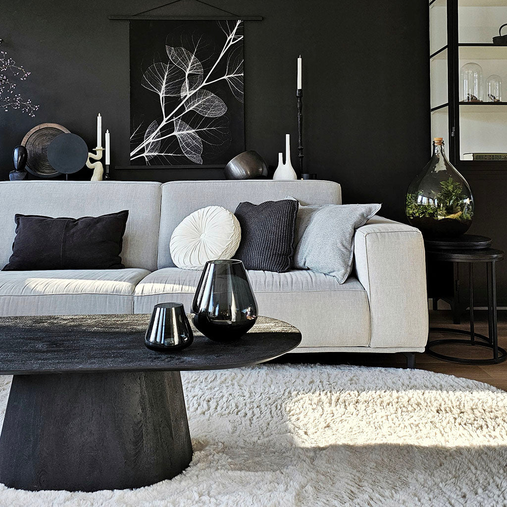 Salontafel Ovaal Mangohout Zwart 120 cm