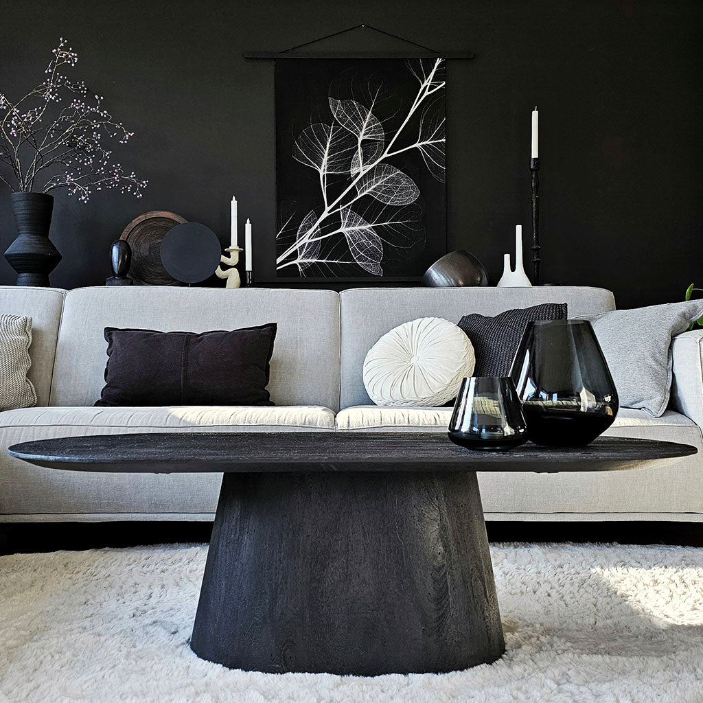 Salontafel Ovaal Mangohout Zwart 120 cm