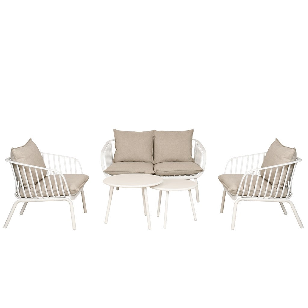 Tuinset Luka Wit – Complete Loungeset met Kussens – Modern & Onderhoudsvrij