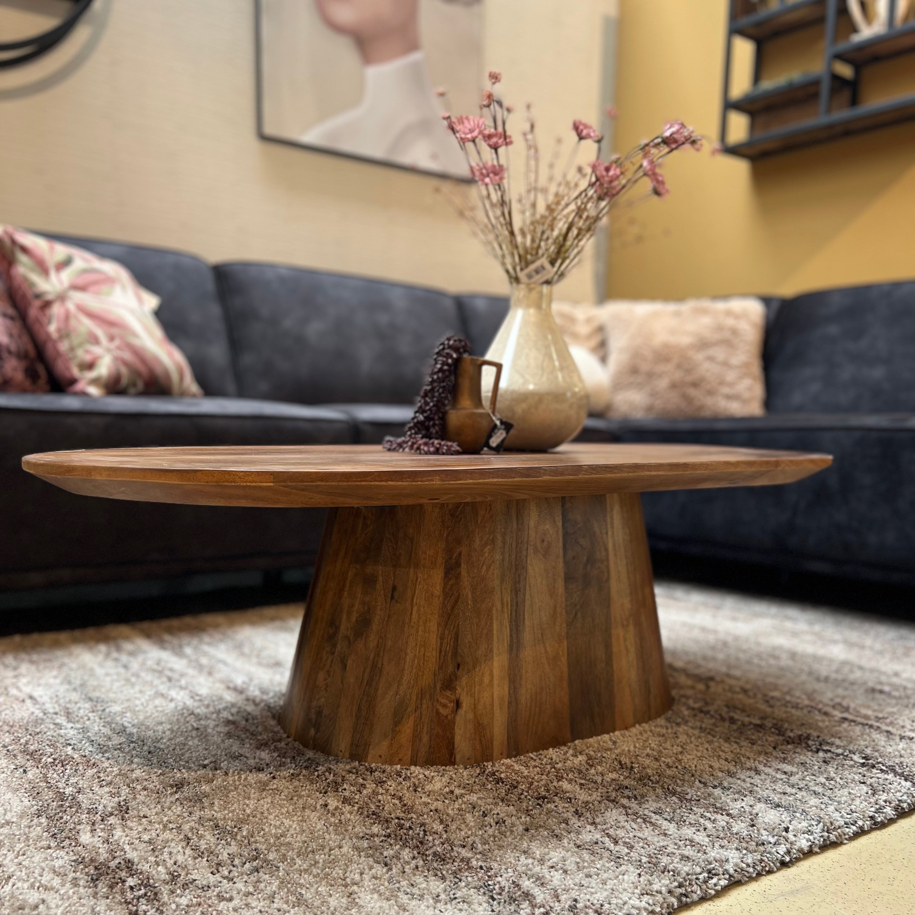 Salontafel Ovaal Mangohout Walnoot 120 cm