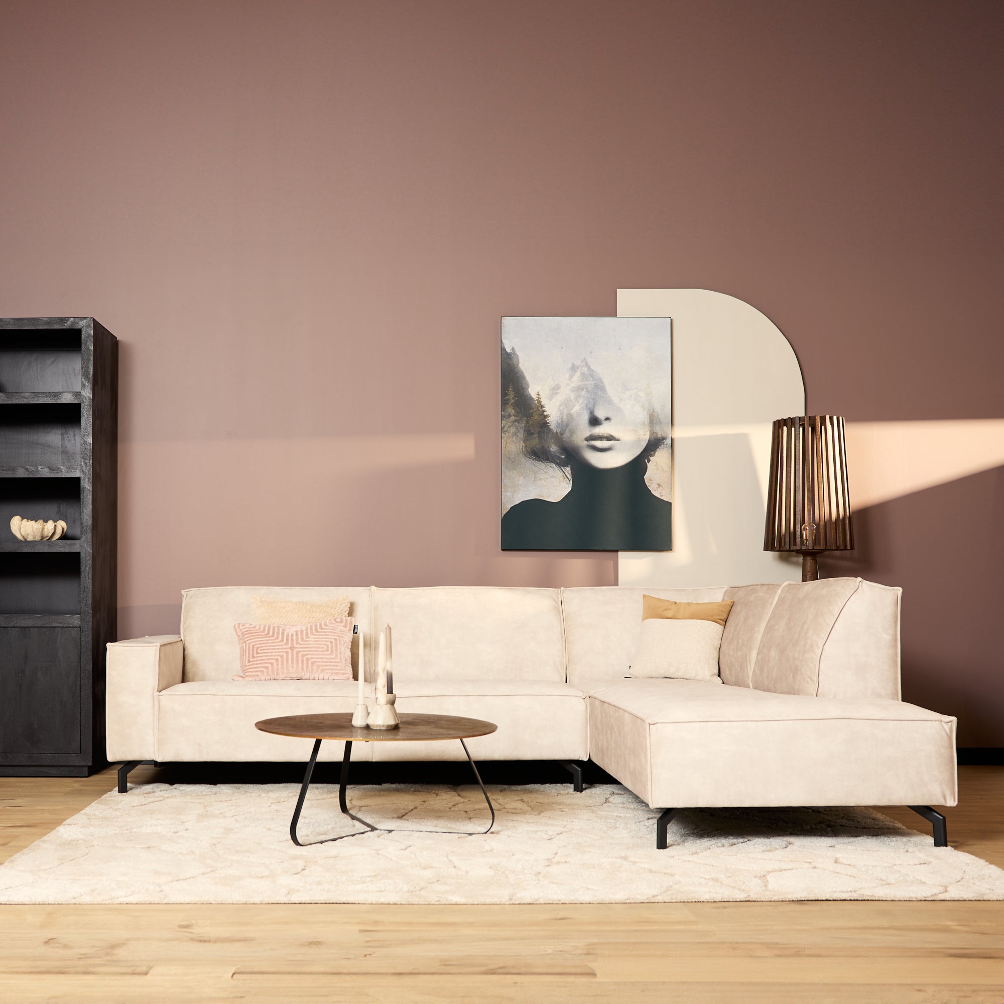 MySofa Floris| 2,5 zits + Divan Rechts | Beige | Velvet