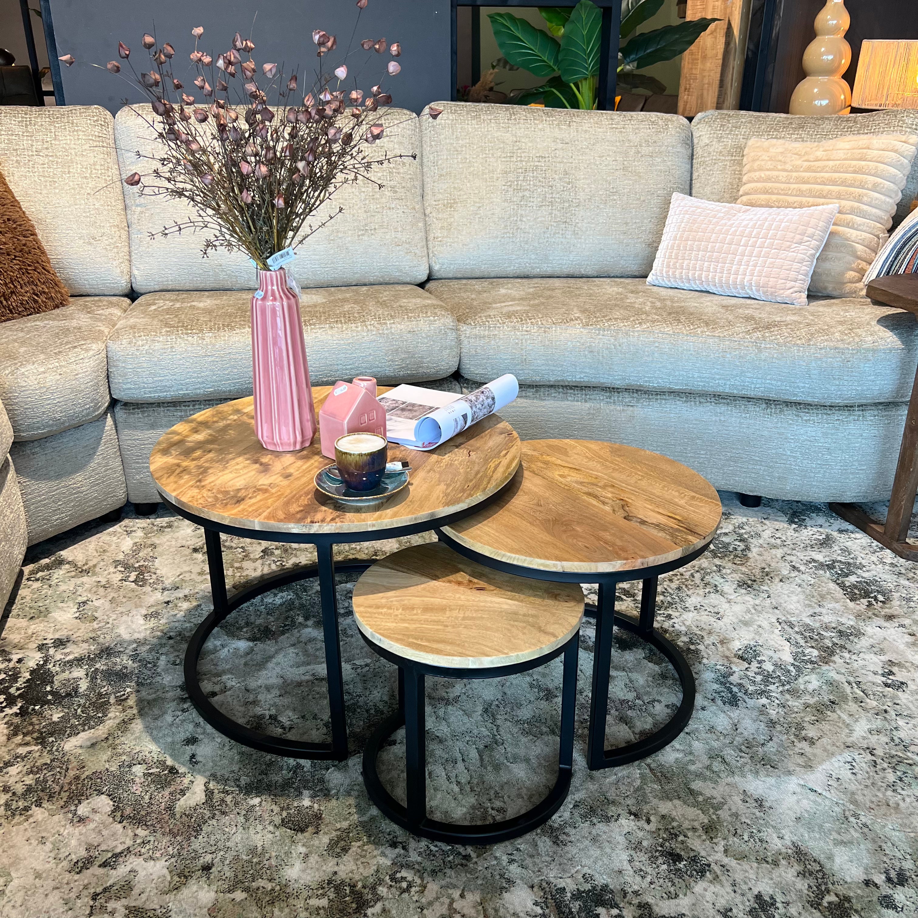 Salontafel Britt - Set van 3 Mangohout