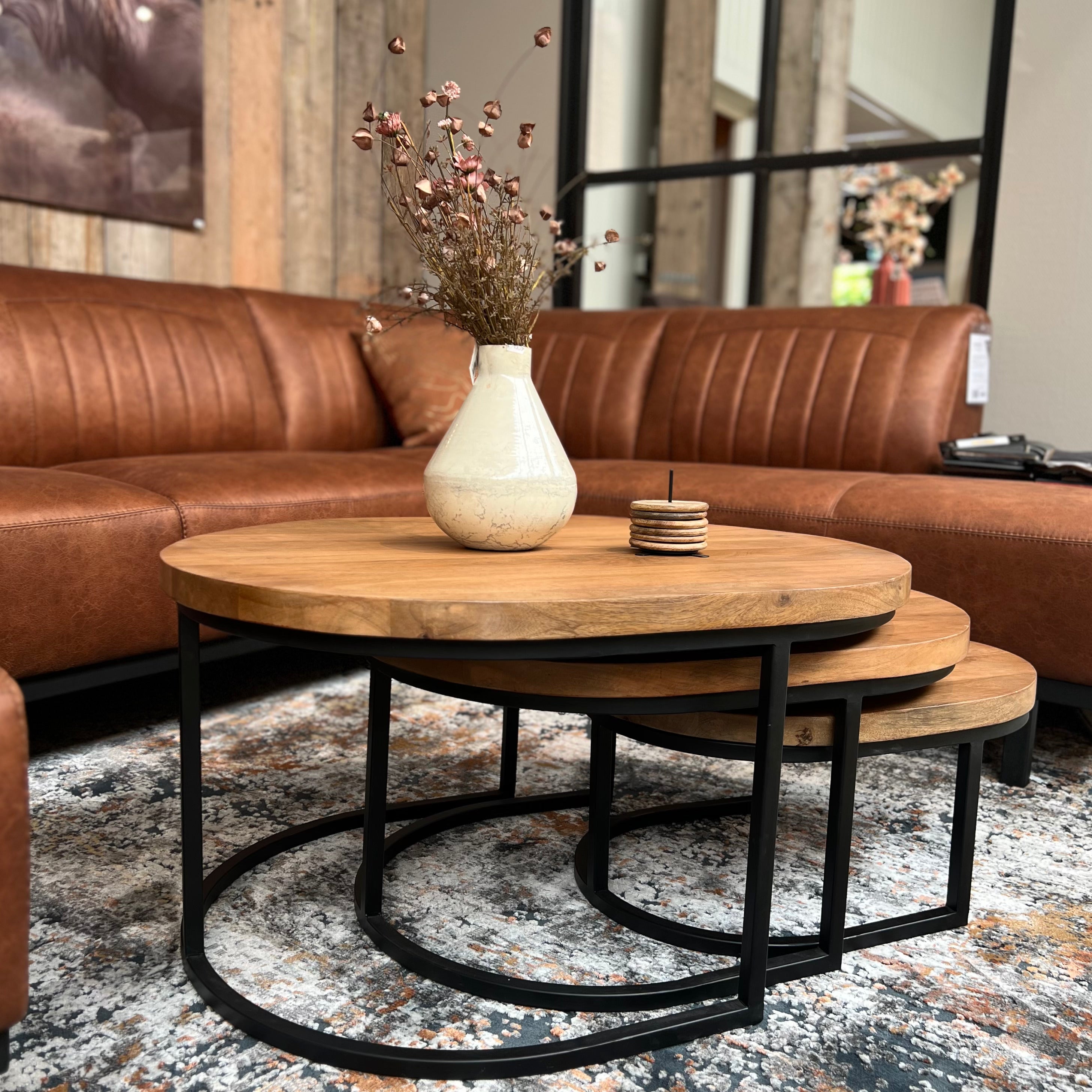 Bridge 3-Delige Ovale Salontafelset extra dik blad
