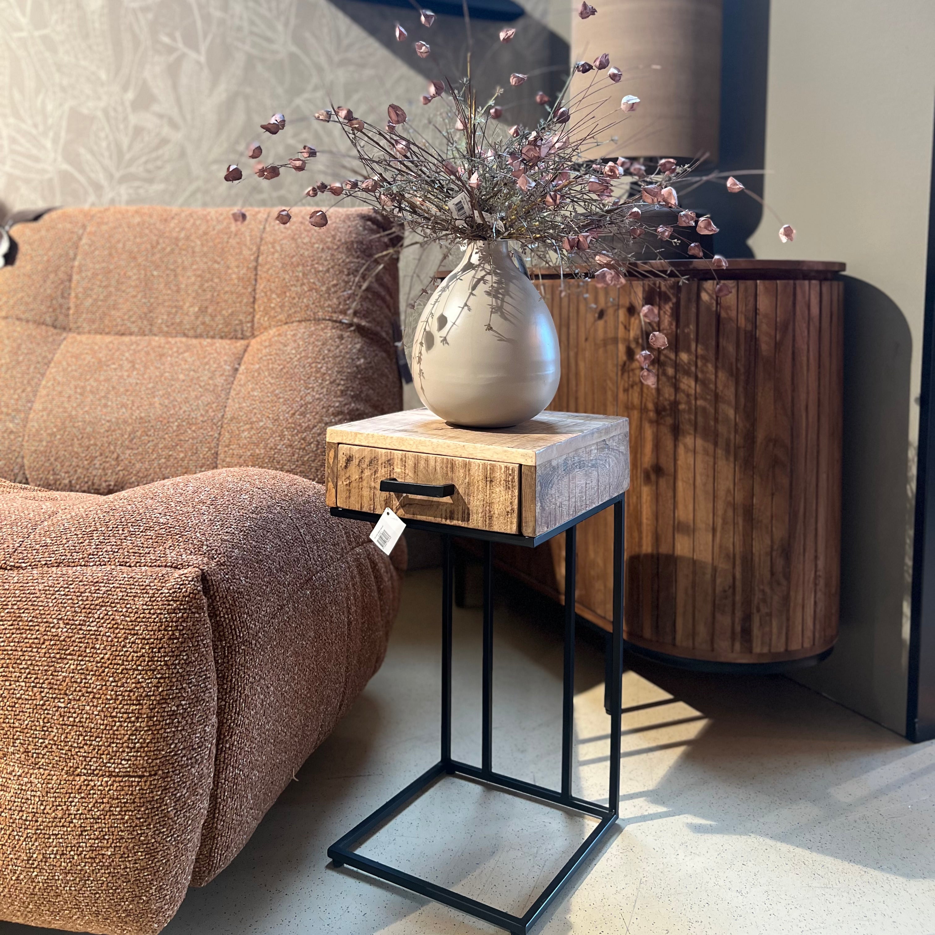 Bijzettafel met lade - Mangohout - Afgeprijsd