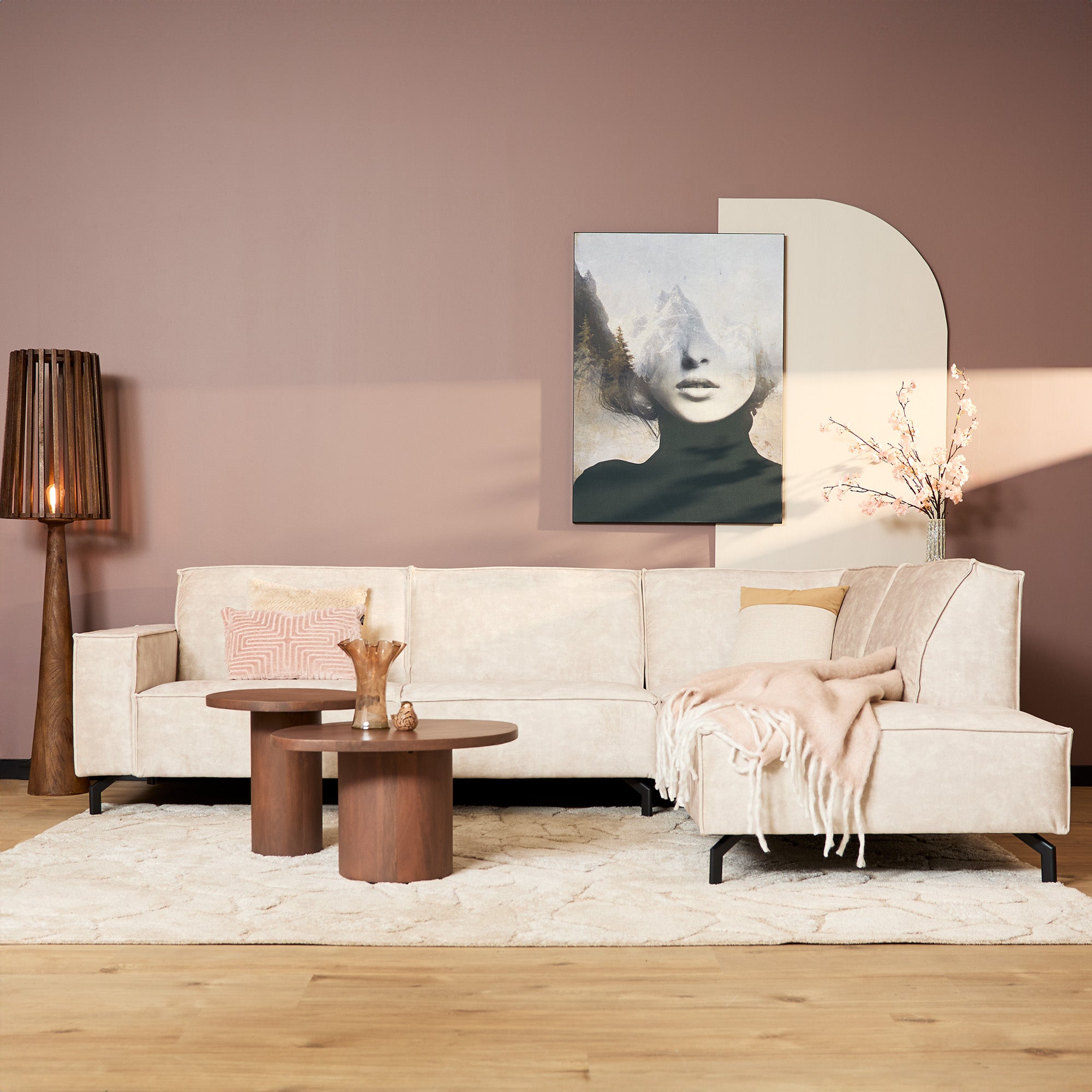 MySofa Floris| 2,5 zits + Divan Rechts | Beige | Velvet