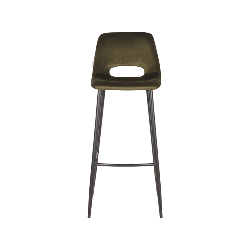 LABEL51 Barkruk Josh - Army green - Fluweel - Zithoogte 78