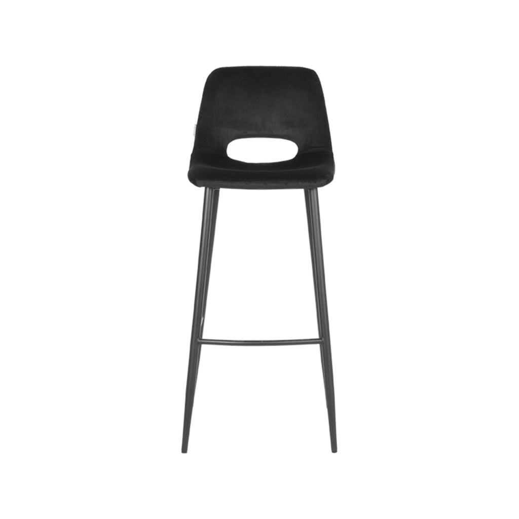 LABEL51 Barkruk Josh - Zwart - Fluweel - Zithoogte 78