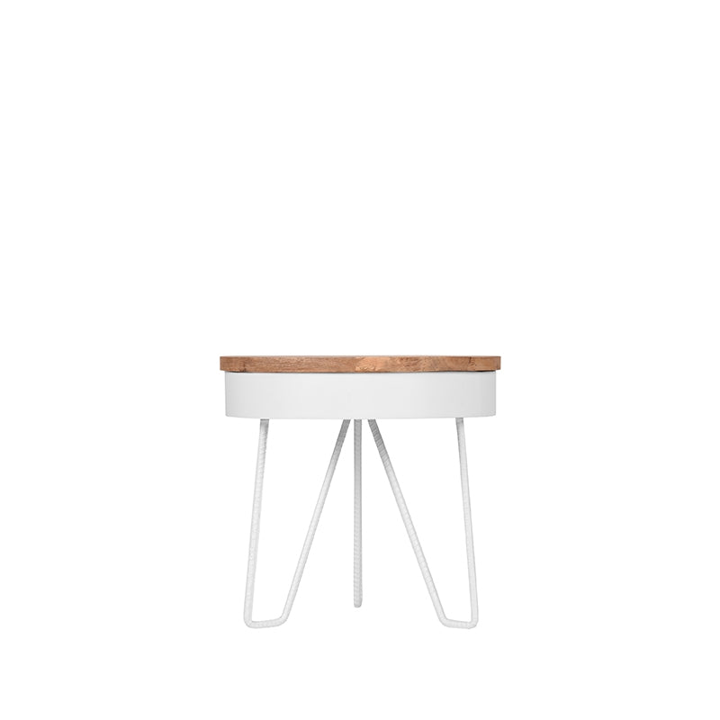 LABEL51 Bijzettafel Saran - Wit - Metaal - Rond - 44 cm