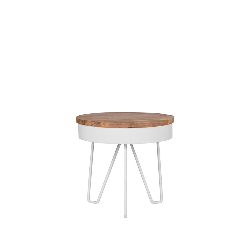 LABEL51 Bijzettafel Saran - Wit - Metaal - Rond - 44 cm