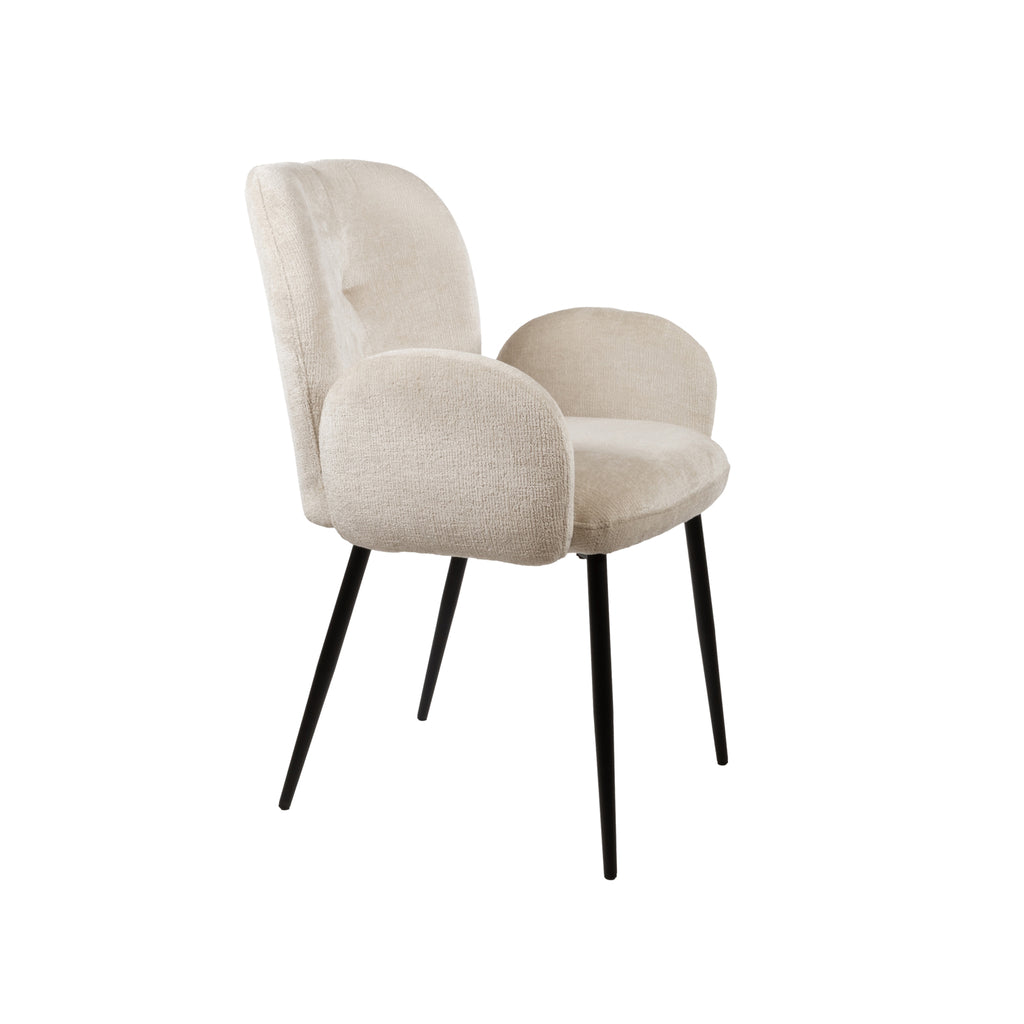 Bobby eetkamerstoel - met arm - Perfect Harmony - Ivory 02