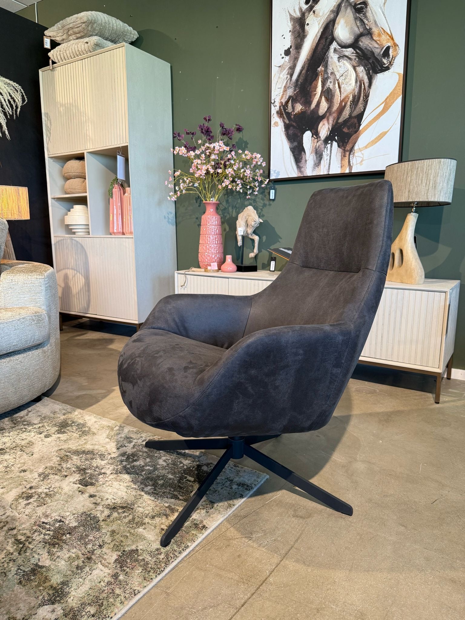 Fauteuil Hampton - Microleder Antraciet 67