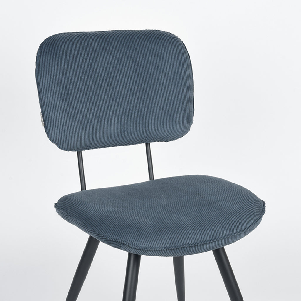 LABEL51 Eetkamerstoel Vic - Blauw - Ribcord