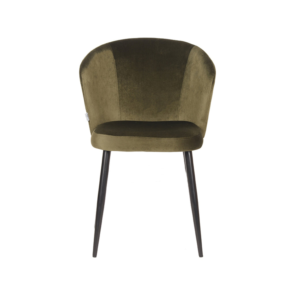 LABEL51 Eetkamerstoel Wave - Army green - Fluweel