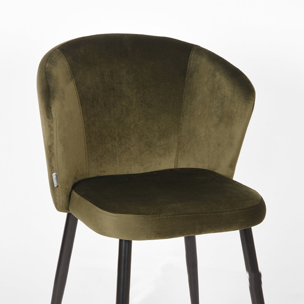 LABEL51 Eetkamerstoel Wave - Army green - Fluweel