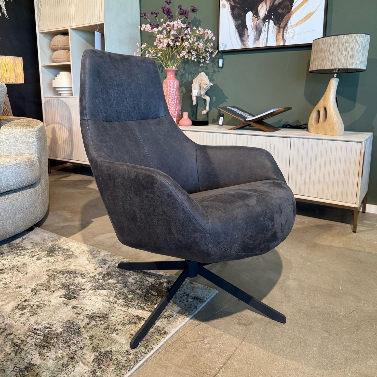 Fauteuil Hampton - Microleder Antraciet 67