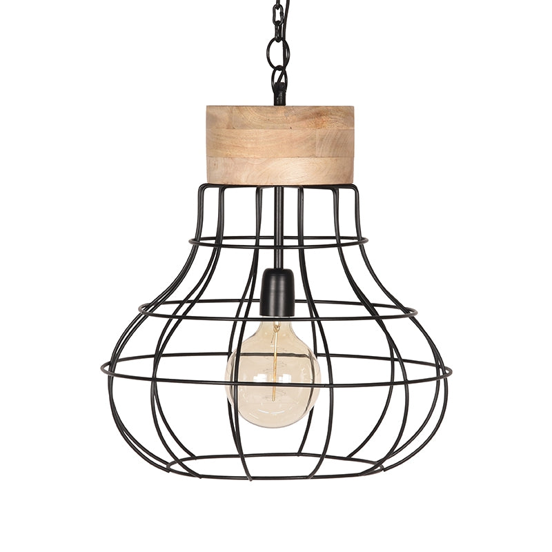 LABEL51 Hanglamp Drop - Zwart - Mangohout