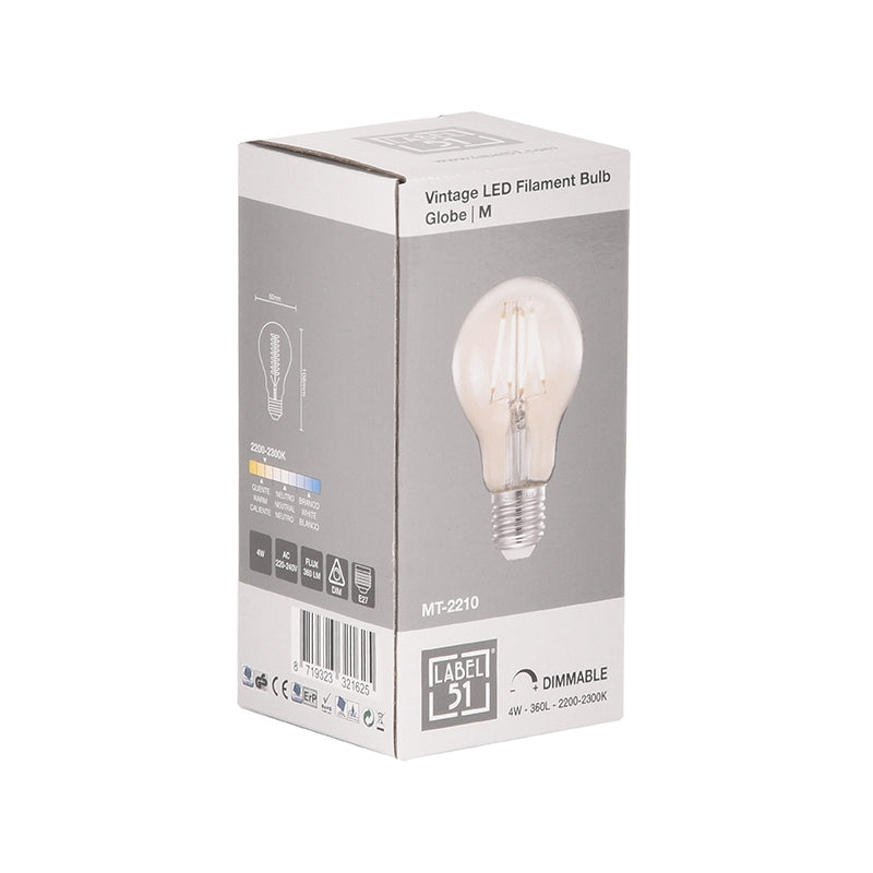 LABEL51 Lichtbron Led Kooldraadlamp Bol - Glas - M