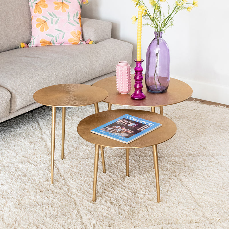 LABEL51 Salontafel Set Nobby - Antiek goud - Metaal - 60 cm